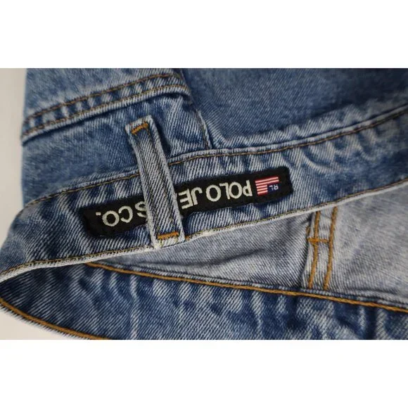 Vintage 90s Ralph Lauren Mens 38x32 Spell Out Baggy Loose Wide Leg Denim Jeans